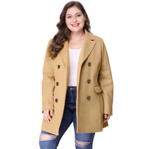 Agnes Orinda Womens Plus Size Winter Outerwear Double-Breasted Mid-Length Coat