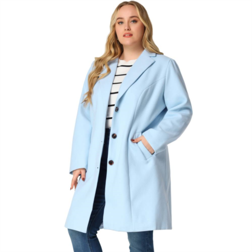 Agnes Orinda Womens Plus Size Outerwear Notched Lapel Single Breasted Midi Peacoat
