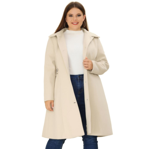 Agnes Orinda Womens Plus Size Overcoat Single Breasted Belted Long Peacoat