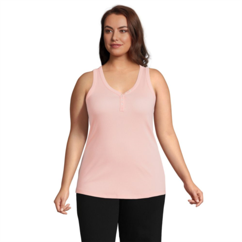 Plus Size Lands End Rib Henley Tank Top