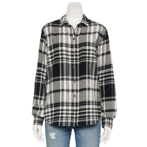 Womens Sonoma Goods For Life Adaptive Easy Dressing Essential Flannel Shirt