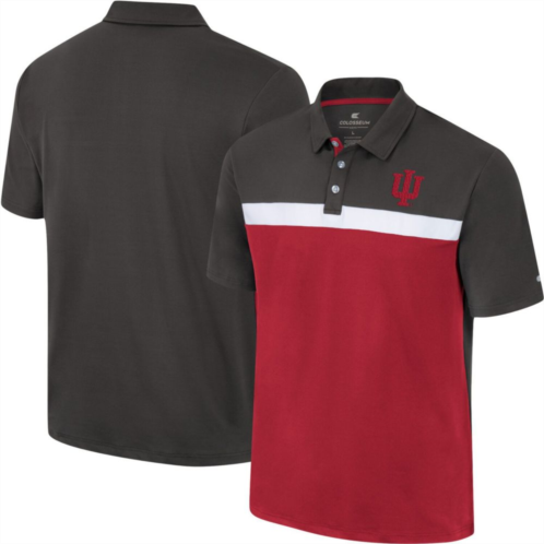 Mens Colosseum Charcoal Indiana Hoosiers Two Yutes Polo