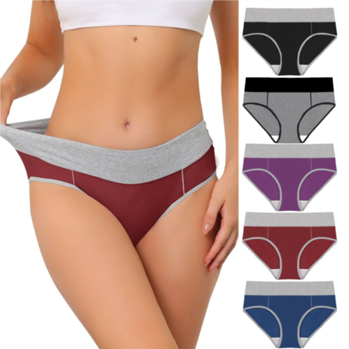 Agnes Orinda Women High Rise Brief Stretchy Underwear 5 Packs