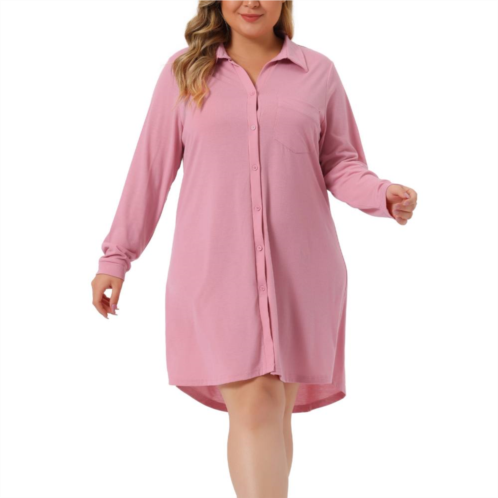 Agnes Orinda Womens Plus Size Nightshirt Comfort Long Sleeve Sleepwear Pajamas