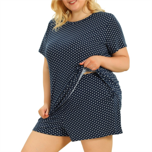 Agnes Orinda Womens Plus Size Short Sleeve Polka Dots Nightwear Pajamas Set
