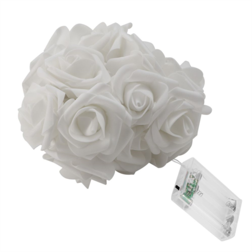 Eggracks By Global Phoenix 40 LEDs Rose Flower String Lights 10ft Battery Operated Decorative Lights for Anniversary Valentines Wedding Bedroom (White)