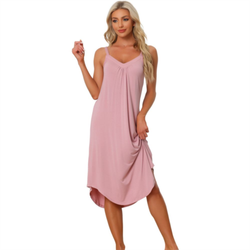 ALLEGRA K Womens Pajama V Neck Soft Nightdress Stretchy Lounge Cami Dress