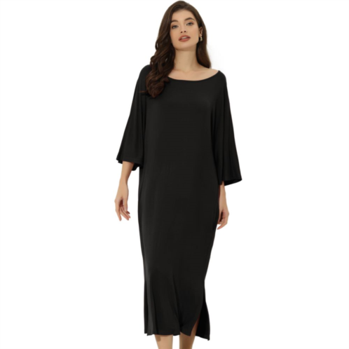 Cheibear Womens Sleepshirt Nightshirt 3/4 Sleeve Nightgown Sleep Shirt Dress