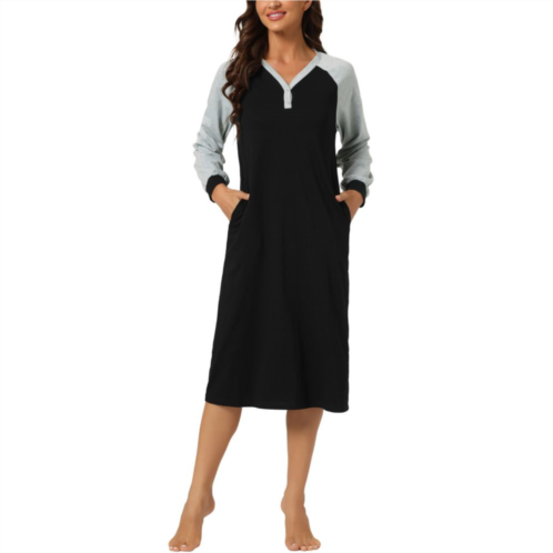Cheibear Womens Pajamas Nightshirt Button Up Dress Lounge Nightgown