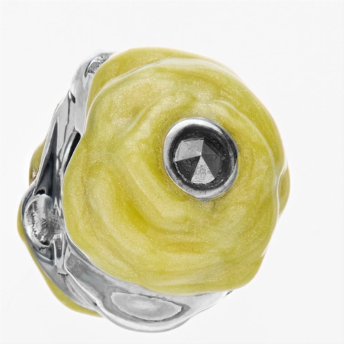 Lavish by TJM Sterling Silver Marcasite & Yellow Enamel Clip Charm