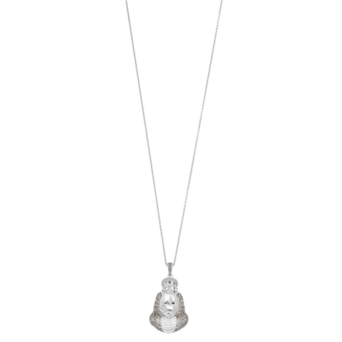 Lavish by TJM Sterling Silver Marcasite Meditating Buddha Pendant Necklace
