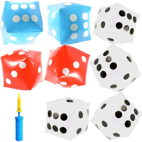 Blue Panda Giant Inflatable Dice With Pump, Jumbo Dice Set In 3 Colors (12 Inches, 9 Pieces)
