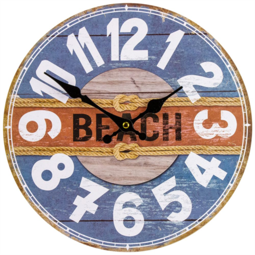 Christmas Central 12 Battery Operated Beach Round Wall Clock