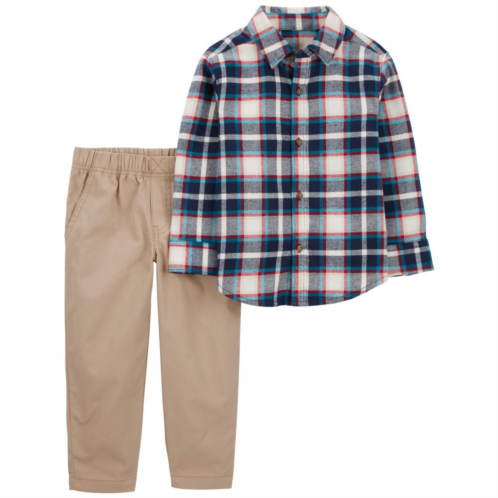 Toddler Boy Carters Plaid Button-Front Shirt & Pants Set