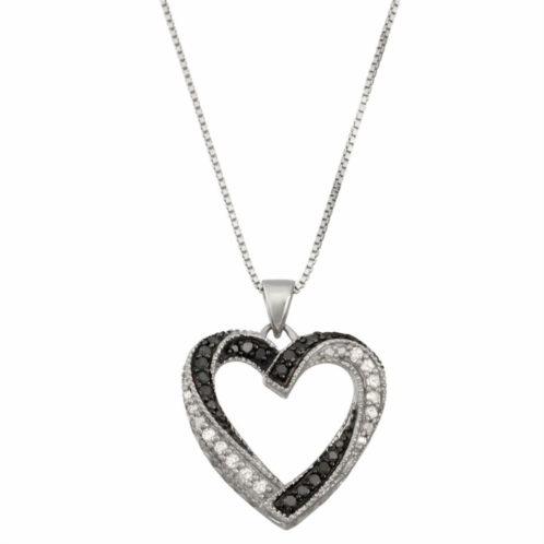 HDI Sterling Silver 1/5 Carat T.W. Diamond Heart Shaped Pendant Necklace