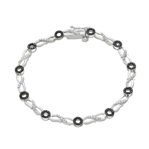 HDI Sterling Silver 3/4 Carat T.W. Black And White Diamond Bracelet