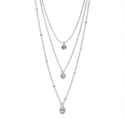 LC Lauren Conrad Silver Tone Cubic Zirconia Delicate Triple-Strand Necklace