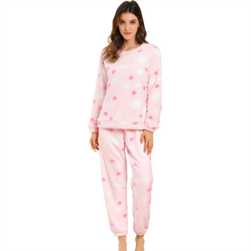 ALLEGRA K Womens Winter Flannel Pajama Sets Long Sleeve Loungewear