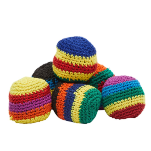 Blue Panda 6 Pack Crochet Knitted Juggling Sacks, Footbag Kick Balls for Kids, Adults, Assorted Colors