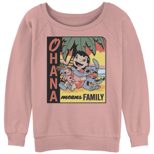Disneys Lilo & Stitch Juniors Ohana Means Family Slouchy Terry Pullover