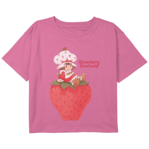 Licensed Character Girls 7-16 Strawberry Shortcake Original Cutie Boxy Cropped Graphic Tee