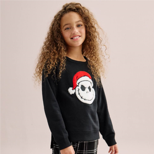Licensed Character Disneys The Nightmare Before Christmas Jack Skellington Santa Hat Hi-Lo Chenille Graphic Sweatshirt