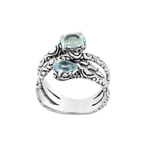 Athra NJ Inc Sterling Silver Blue Topaz Bypass Ring