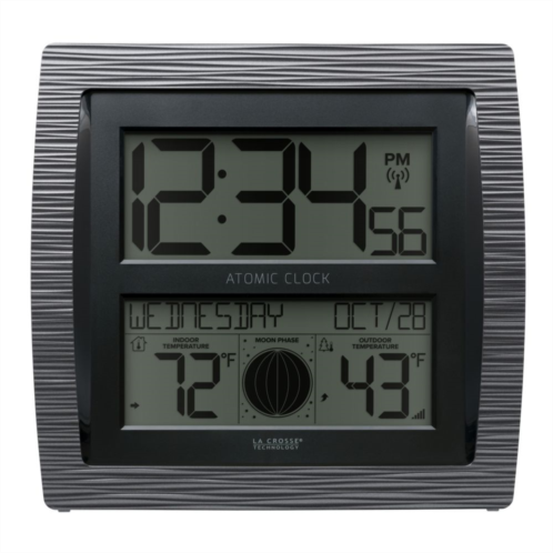 La Crosse Technology Curved Atomic Digital Clock with Temperature & Moon Phase