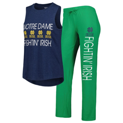 Unbranded Womens Concepts Sport Heather Green/Heather Navy Notre Dame Fighting Irish Tank Top & Pants Sleep Set