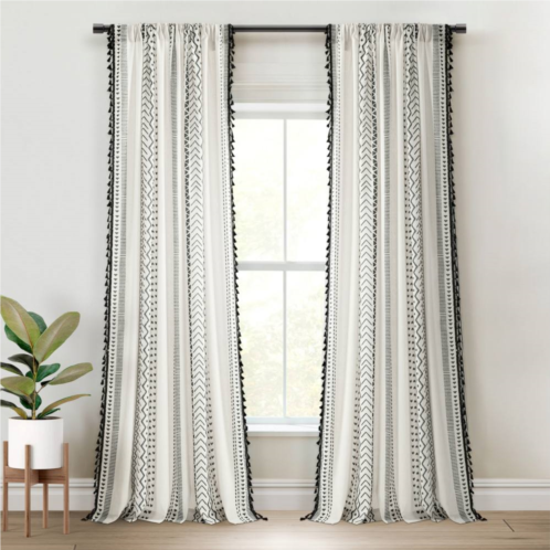 Lush Decor Hygge Boho Stripe Tassel Set of 2 Window Curtain Panels