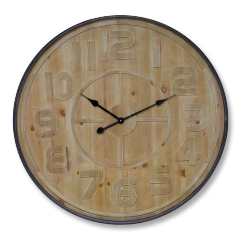 Melrose Natural Wooden Wall Clock with Metal Frame 31.5D