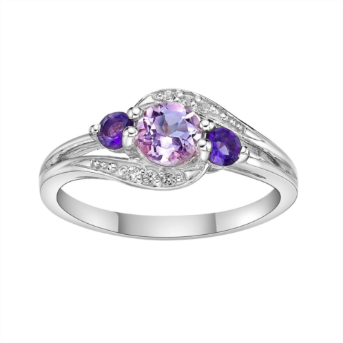 Gemminded Sterling Silver Amethyst and Lab-Created White Sapphire Ring