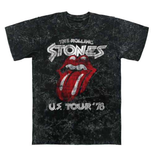 Licensed Character Mens Rolling Stones U.S. Tour 78 Mineral Wash Graphic Tee
