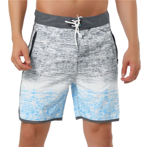 Lars Amadeus Mens Shorts Summer Printed Drawstring Color Block Swim Beach Shorts