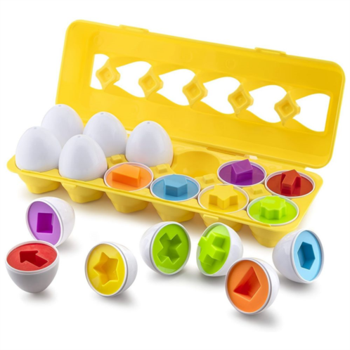 Department Store 12pcs Easter Matching Egg Set - Educational Toy - Color & Shape Recognition Sorter Skills For Toddlers - Montessori Easter and Birthday Gift For Kids Boys And Girls