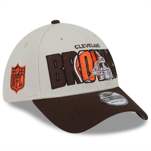 Mens New Era Stone/Brown Cleveland Browns 2023 NFL Draft 39THIRTY Flex Hat