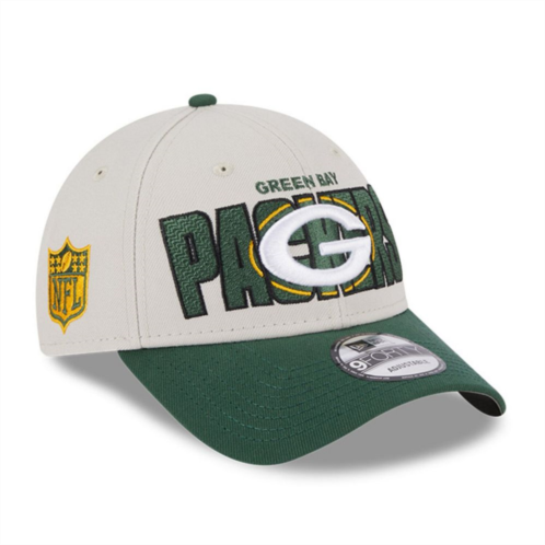 Mens New Era Stone/Green Green Bay Packers 2023 NFL Draft 9FORTY Adjustable Hat