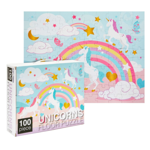 Blue Panda 100 Piece Rainbow Unicorn Kids Floor Puzzle, Giant Jigsaw Puzzles for Girls (2.3 x 3 Feet)