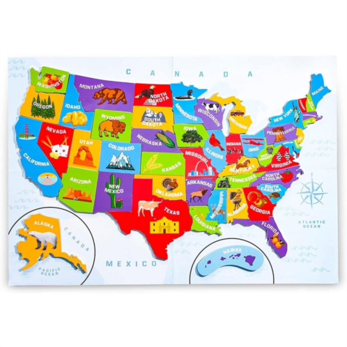 Blue Panda U.S. Puzzle Map with 44 Magnetic Pieces (19 x 13 Inches)