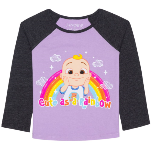 Baby & Toddler Girl Jumping Beans Cocomelon Cute as a Rainbow Long Raglan Sleeve Sparkle Graphic Tee