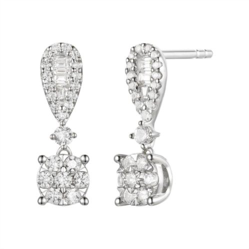 Unbranded Sterling Silver 3/8 Carat T.W. Diamond Drop Earrings