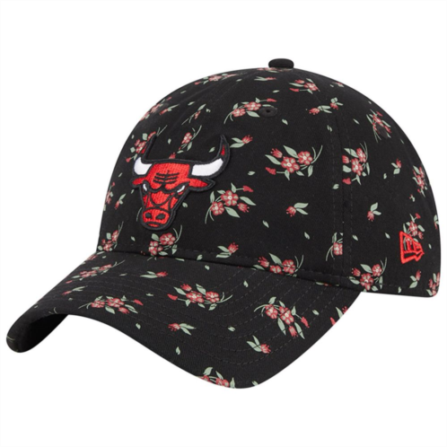 Womens New Era Black Chicago Bulls Bloom Print 9TWENTY Adjustable Hat
