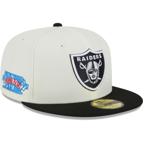 Mens New Era Cream Las Vegas Raiders Retro 59FIFTY Fitted Hat