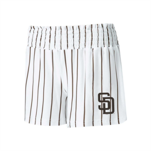 Unbranded Womens Concepts Sport White San Diego Padres Reel Pinstripe Sleep Shorts