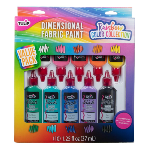 Tulip 10-Pack Dimensional Rainbow Color Fabric Paint Collection