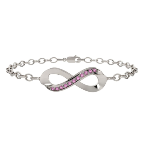 Unbranded Sterling Silver Lab-Created Pink Sapphire Infinity Bracelet