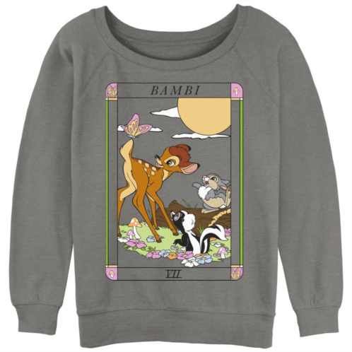 Disneys Bambi Juniors Forest Animal Friends Tarot Card Slouchy Graphic Sweatshirt