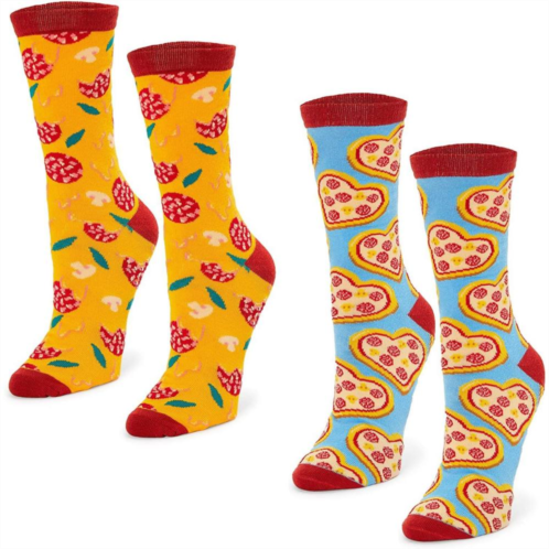 Zodaca Pizza Crew Socks for Women, One Size (Yellow, Blue, 2 Pairs)