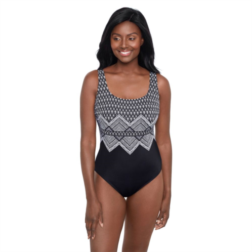 Womens Great Lengths Lace Top Crisscross Back One One-Piece Swimsuit