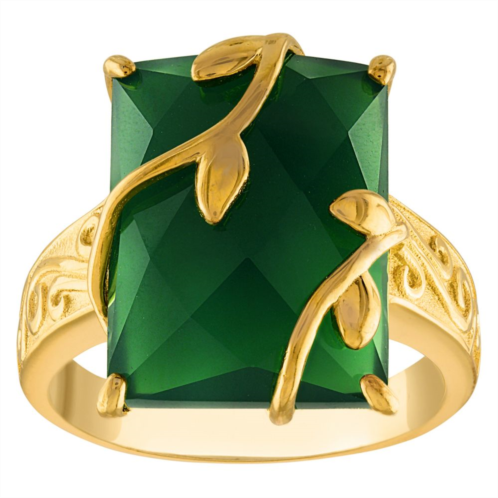Designs by Gioelli 14k Gold Over Sterling Silver Green Chalcedony Ring